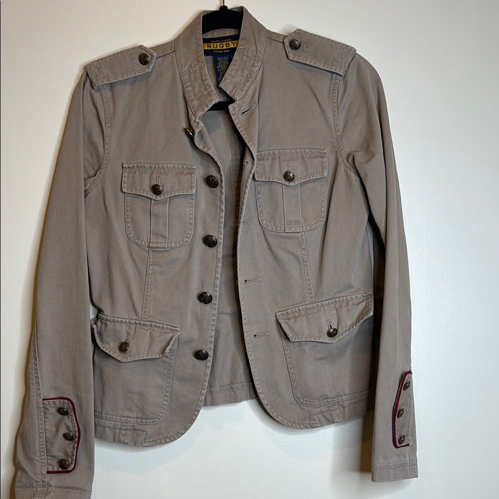 Vintage Ralph Lauren Rugby Taupe Military Jacket Size 2